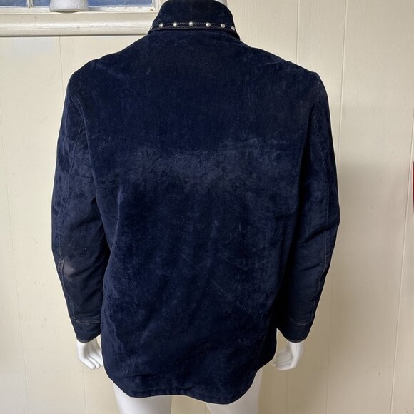 70s Vintage Studded Dagger Collar Blue Velvet Jacket Men’s L Rock Concert Stage - Picture 3 of 12